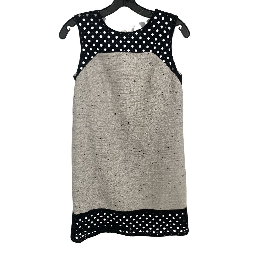 Ann Taylor Petite 4P Tweed Dress With Black Cutout Details At Neck & Hem